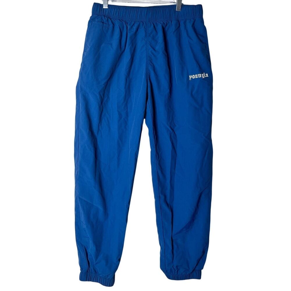 YoungLA 254 Swish Joggers Royal Blue Mens Large Mesh Lined Old English Logo Pant